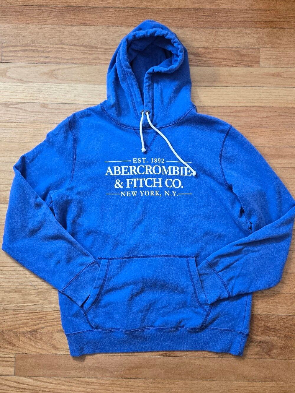 Abercrombie Fitch Hoodie Blue Pullover Sweatshirt 90s-Nostalgia Campus Cozy